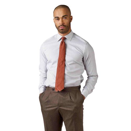 Rembrandt London White & Grey Herringbone Stripe Shirt